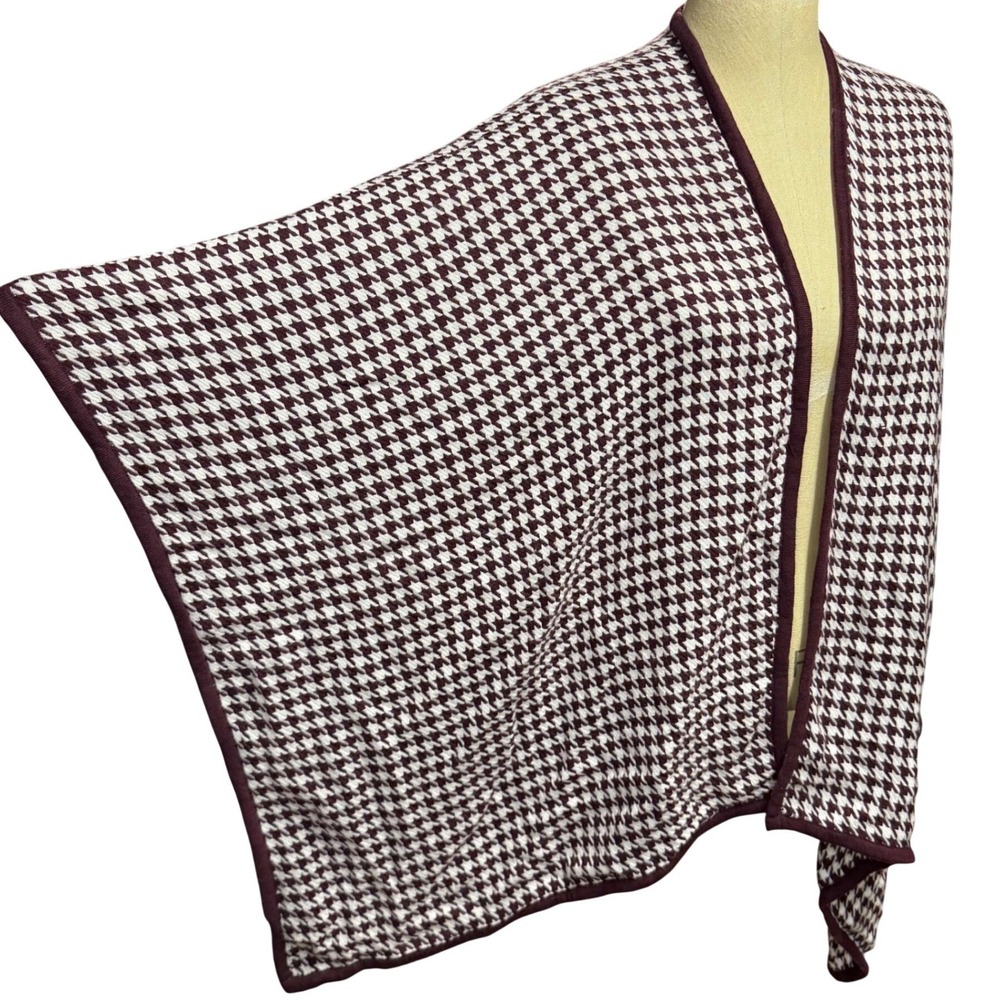 Ann Taylor OS Houndstooth Knit Purple‎ Poncho Wrap Shawl Cardigan Wedding Fall